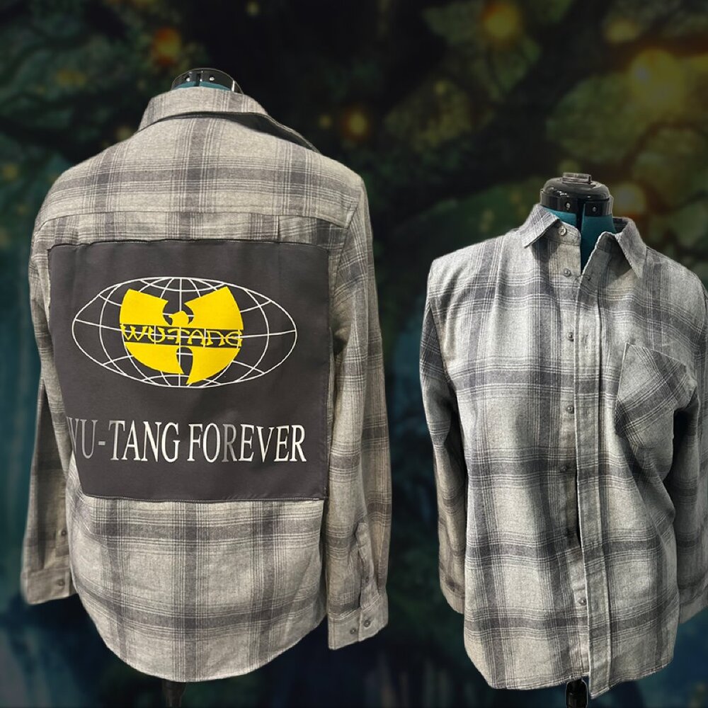 Upcycled Wu-Tang Clan oversized Flannel • NWT Plaid Shirt • Size M